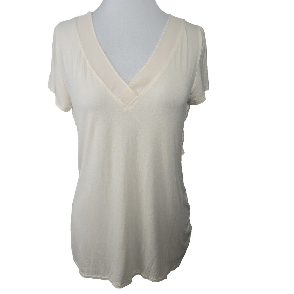RED‎ By  BKE Cream Jersey Chiffon Open Back Short Sleeve T-shirt Top Size XS